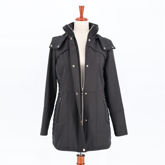 Gallery Women Black Water Resistant Soft-Shell Lightweight Hooded Jacket Size S - Picture 5 of 6